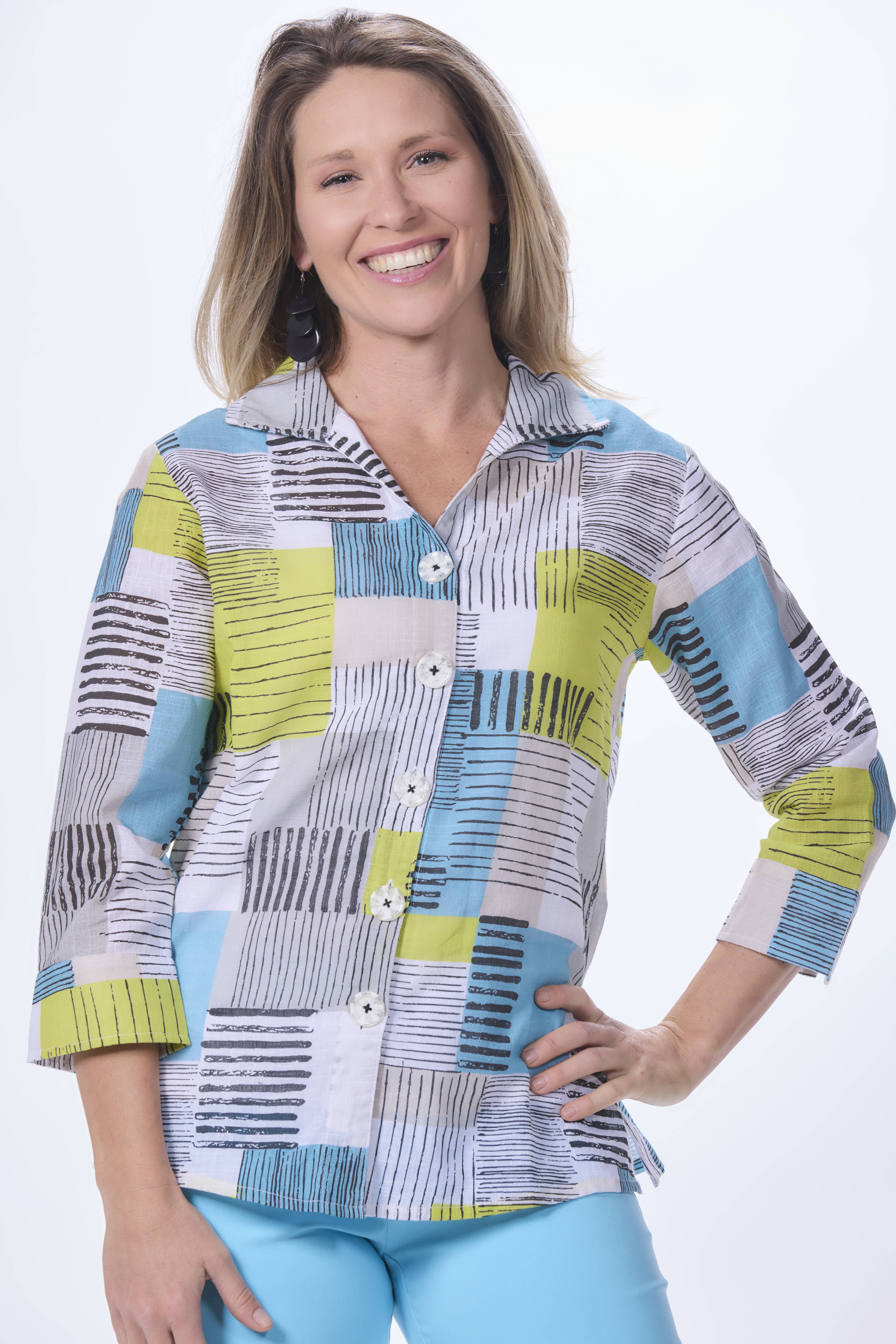 3/4 Sleeve Anka Print Shirt