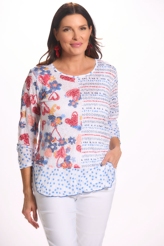 Front View Long Sleeve Hearts Top