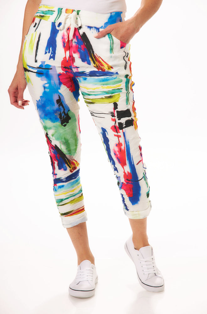 Colorful Brush Print Pants