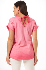 image of pink back tie tee 