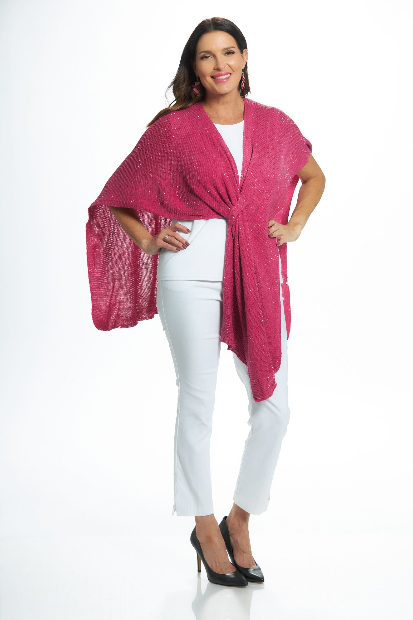 Full front view of deep pink llightweight wrap