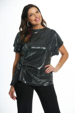 Front View Side Side Silver Sequin Top 