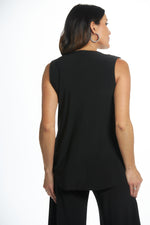 Back view gold sequin sleeveless cowl neck top