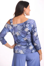 Back image of pineapple printed one shoulder top. Mimozza printed top. 