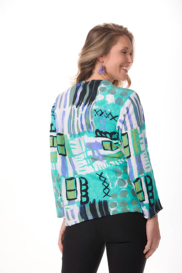 3/4 Sleeve Geo Print Top