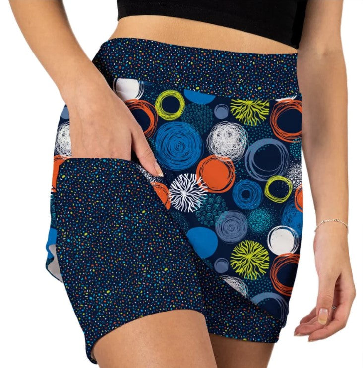 Front image of Skort Obsession pull on skort. Round about pull on skort with pockets. 