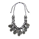 Front image of Kay Necklace in grey/black combo.