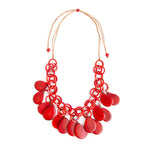 Front image of Tagua Kay Necklace. Red handmade necklace. 