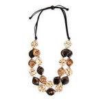 Front image of Tagua Megan Necklace. Black and tan handmade necklace. 