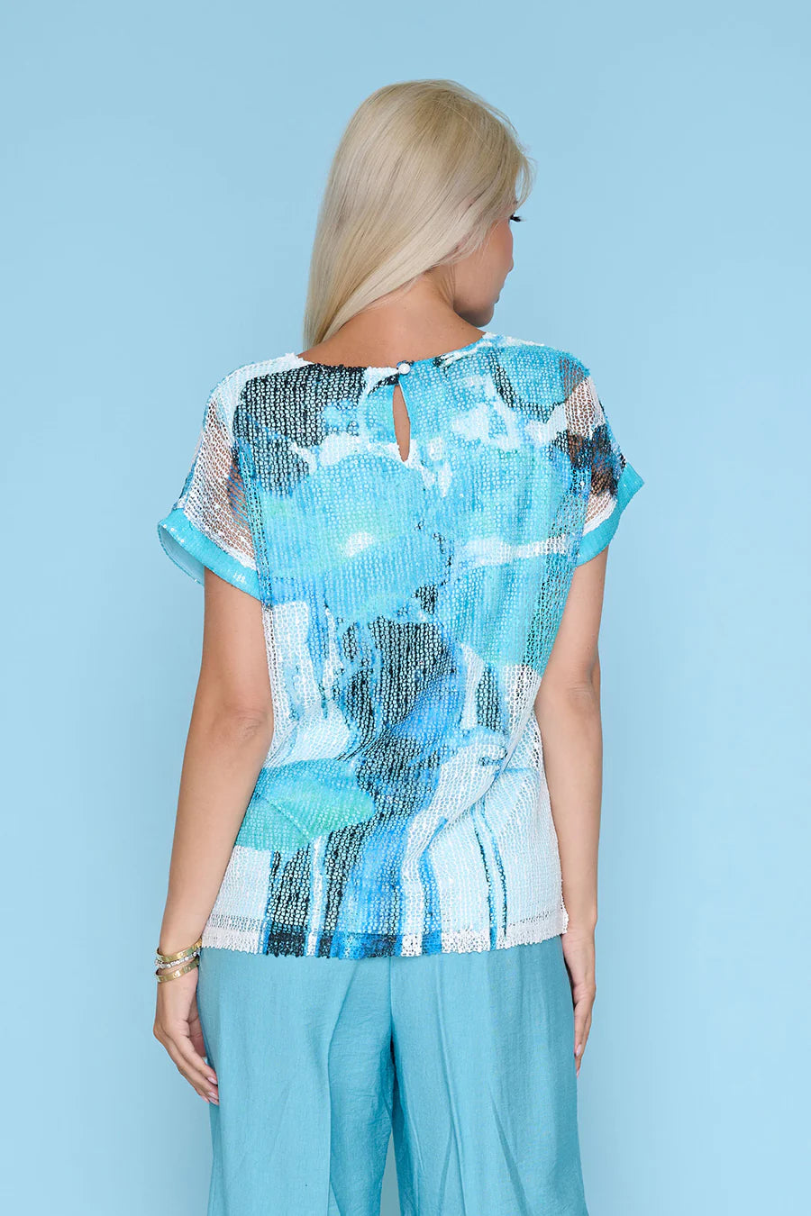 Contrast Cuff Printed Top