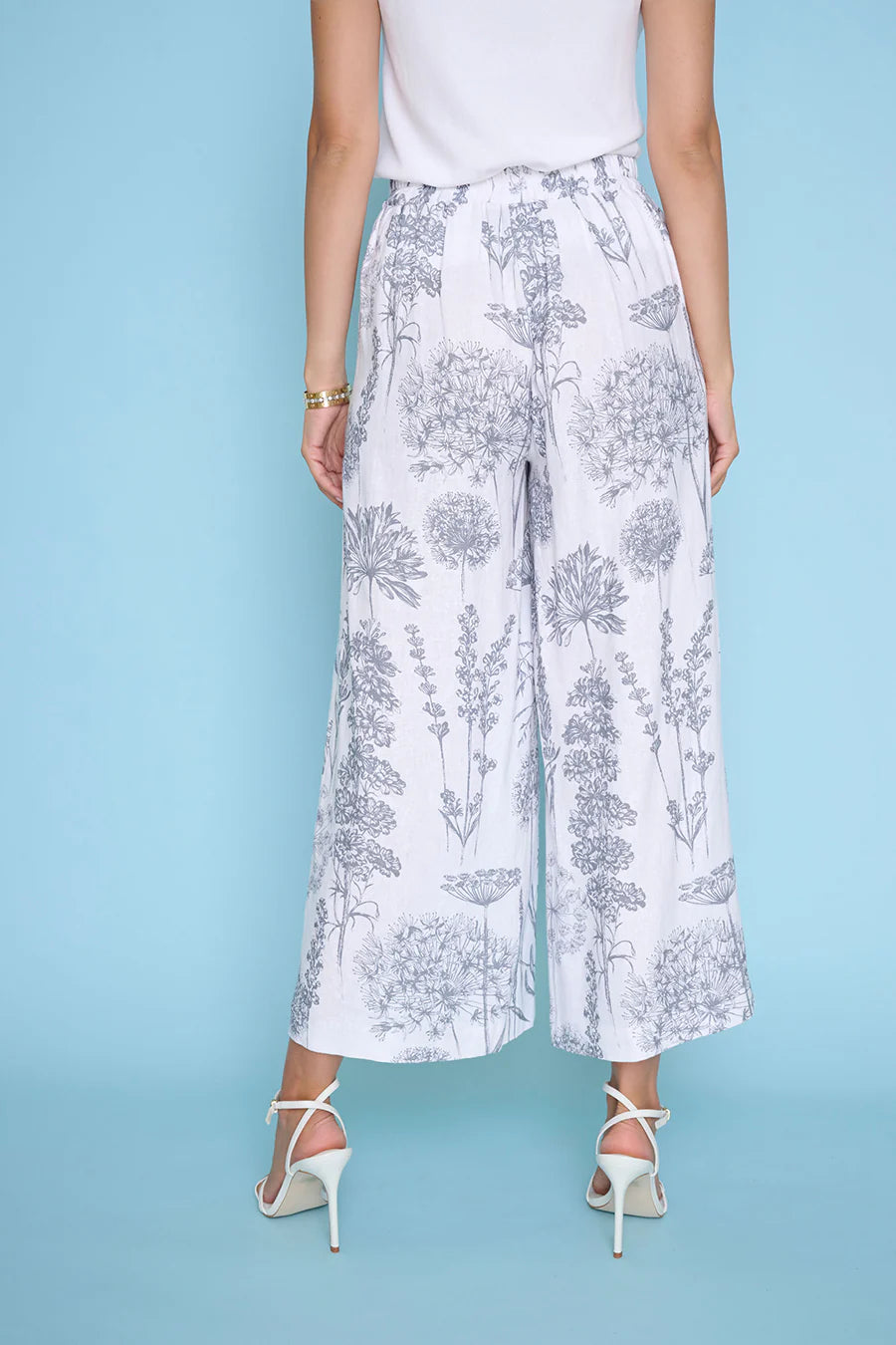 Printed Wide Leg Linen Pants
