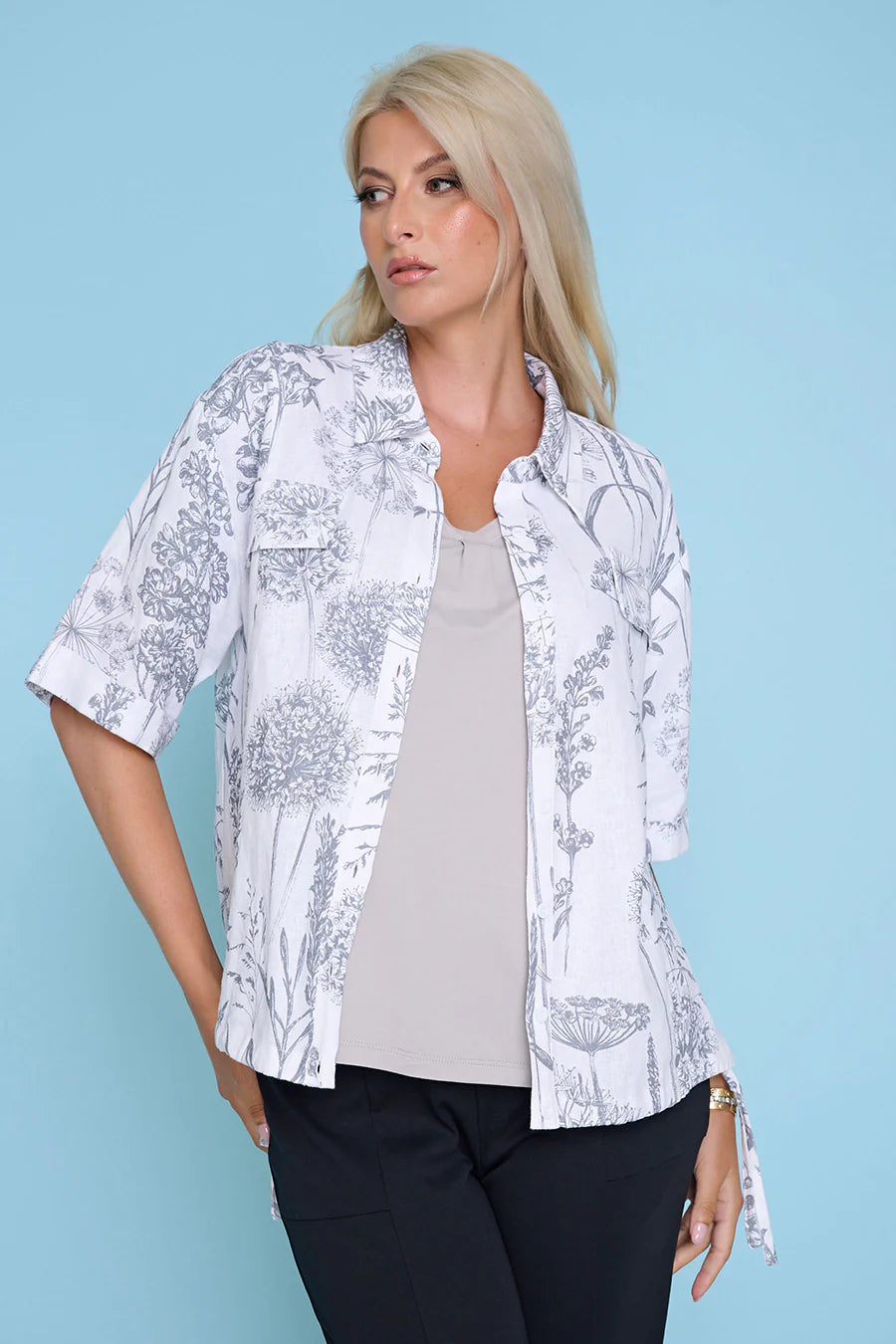 Short Sleeve Button Front Top