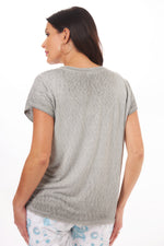 Back image of grey v-neck short sleeve t-shirt