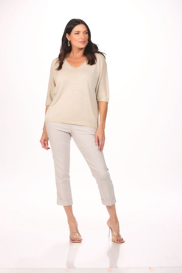 Sweater with Pearl Neckline