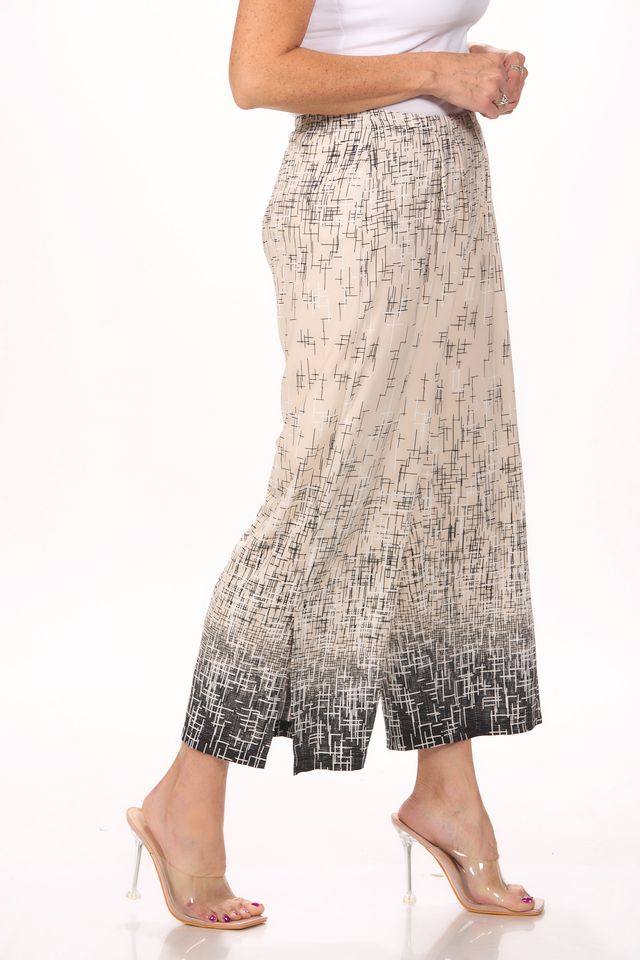 Side image of Picadilly pull on destination collection front slit pant in black and khaki.