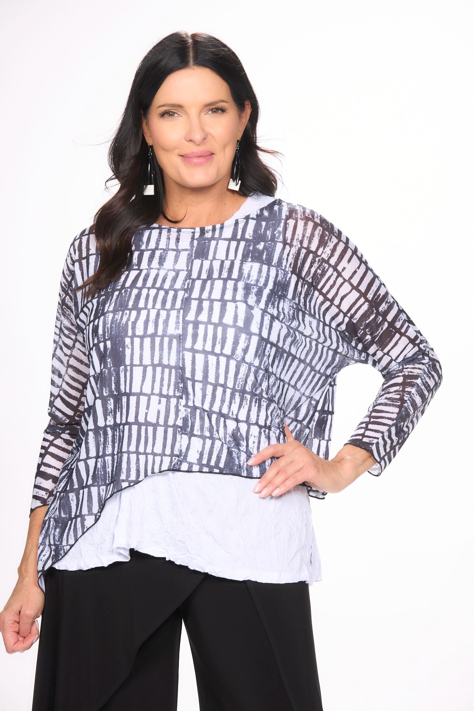 3/4 Sleeve Mesh Topper