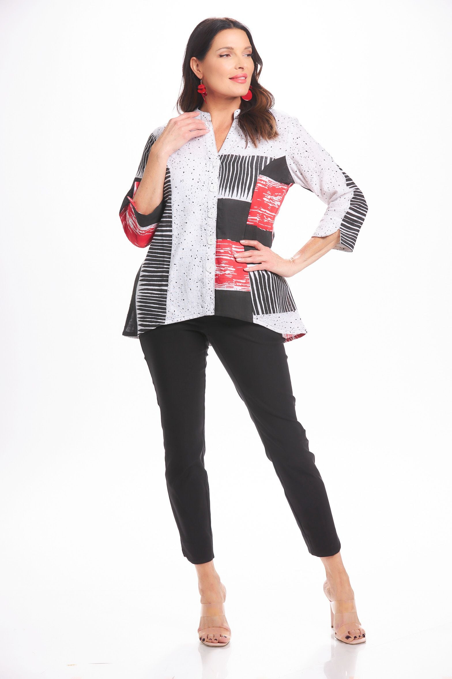 Front image of UP! petal leg ankle pant. Pull on basic pants. 