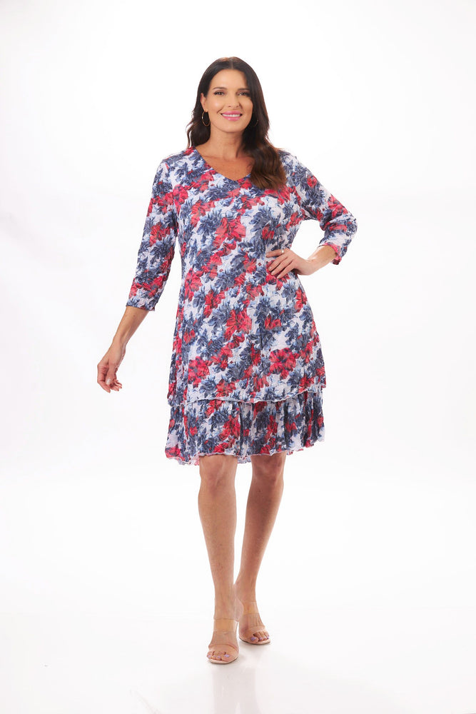 Front image of Shana printed double layer dress. 