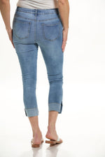 Back image of GG jeans denim crop cuff jeans.