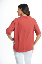 Back image of Suzy D London cowl neck top in brick.