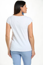 Back image of white butterfly tee shirt. 