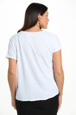 Back image of white butterfly tee shirt. 