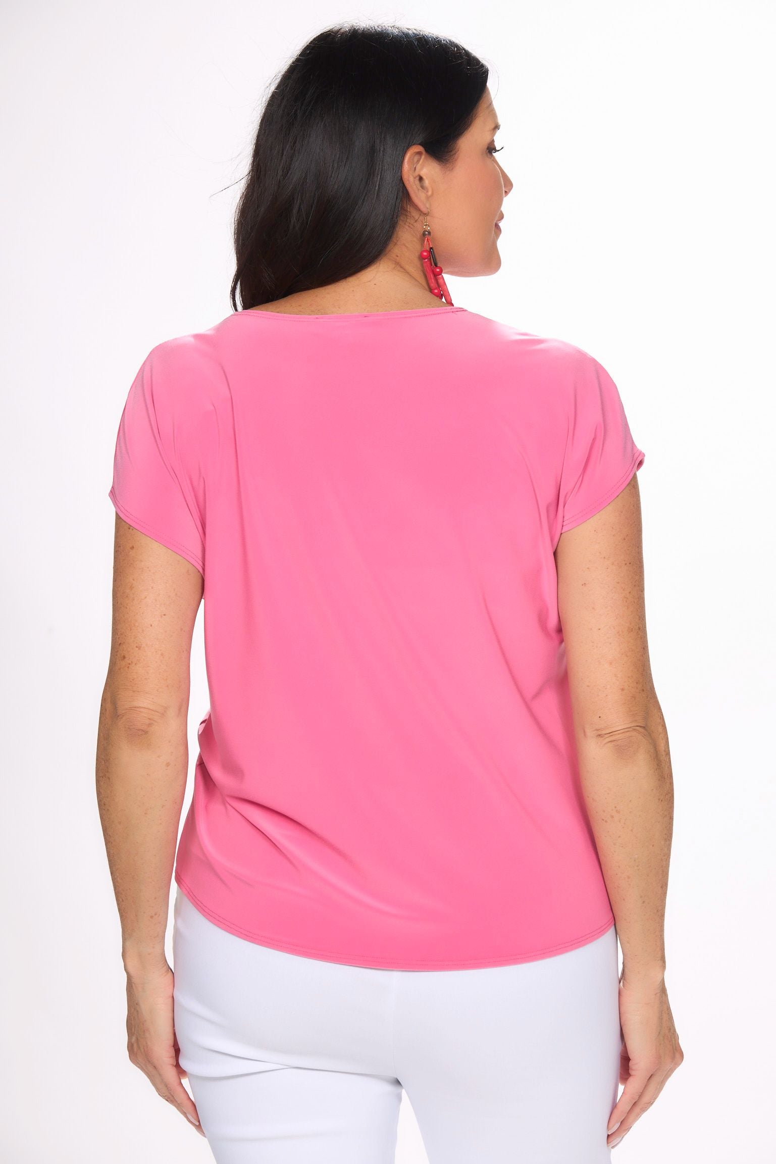 Back image of Picadilly short sleeve knot front top.