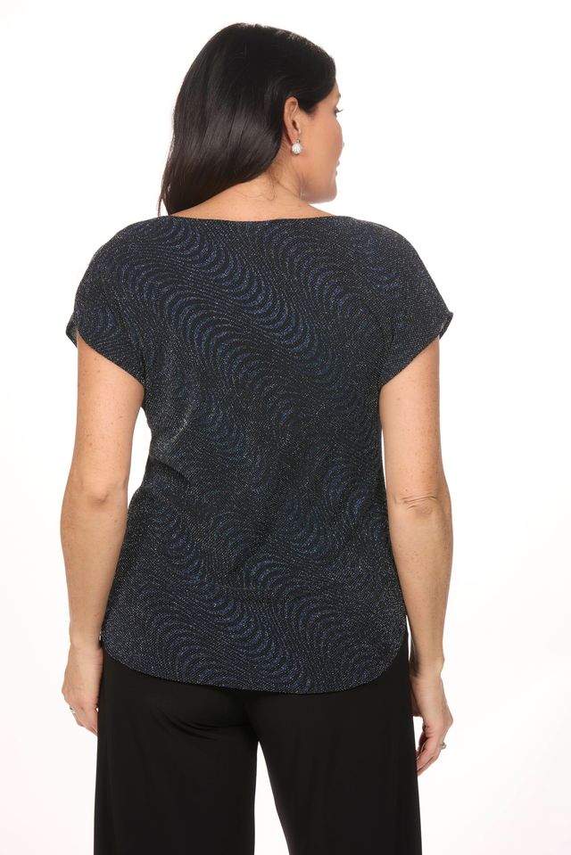 Cap Sleeve Glitter Cowl Neck Top