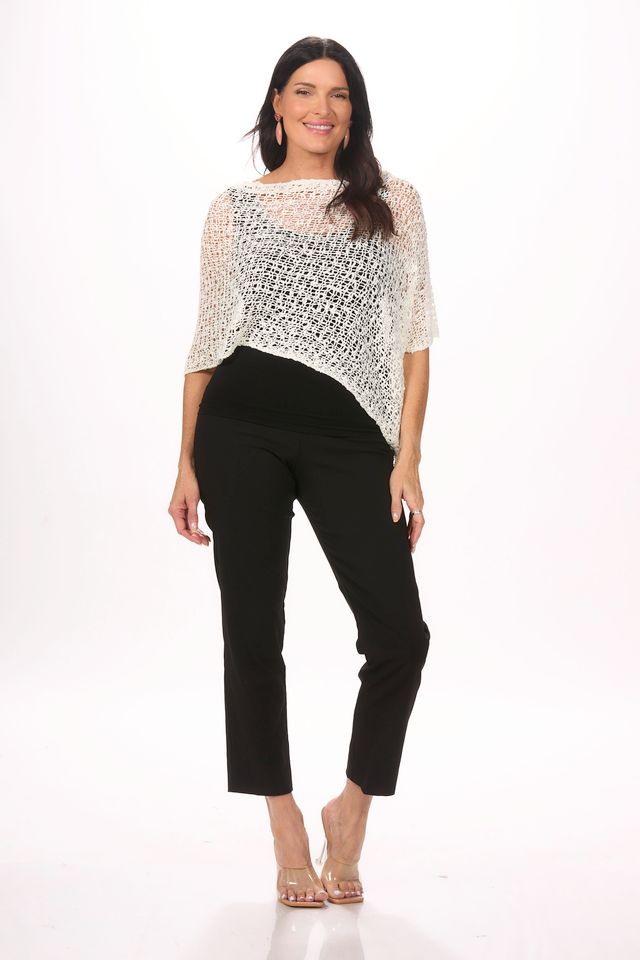 Front image of cream popcorn poncho by lost river.