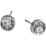 Front image of Brighton Crescent Mini Post Earrings. Silver sparkle earrings by Brighton. 