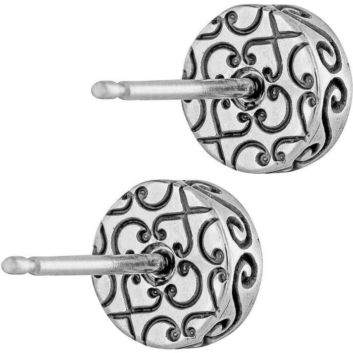 Back image of Brighton Crescent Mini Post Earrings. Silver sparkle earrings by Brighton. 