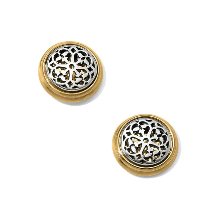 Front image of Brighton Ferrara Two Tone Post Earrings. Brighton stud earrings. 