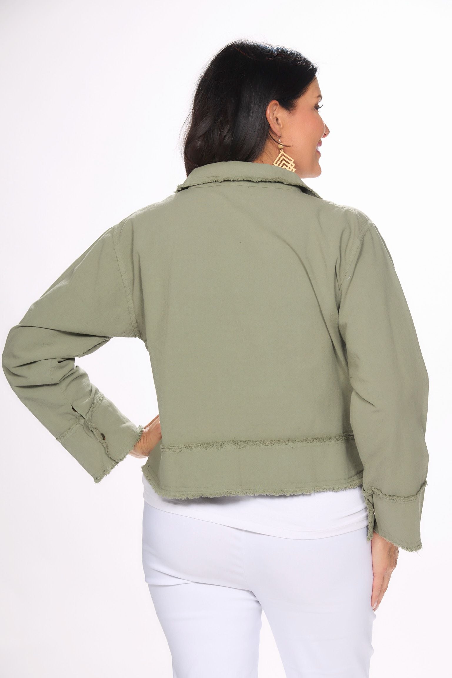 Back image of Giocam olive gio jacket.
