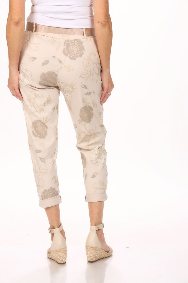 Back image of Look Mode made in italy rose print pants.
