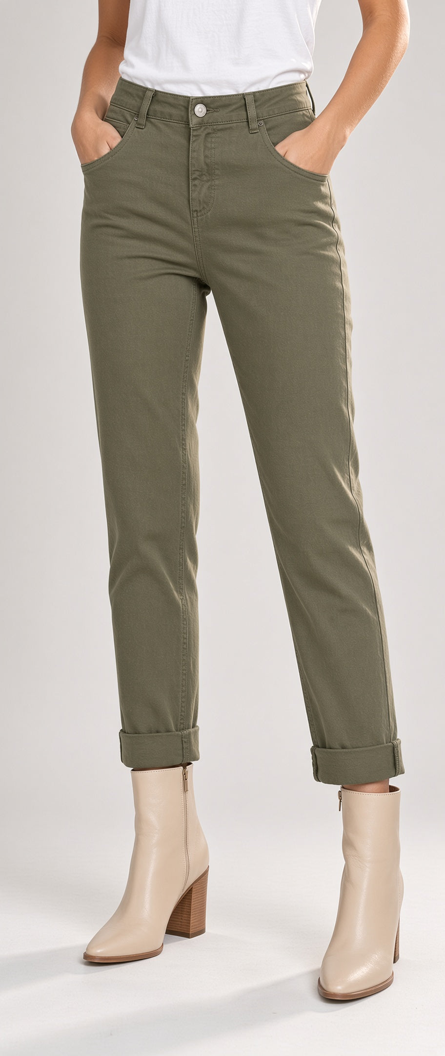 5 Pocket Cuffed Ankle Jeans