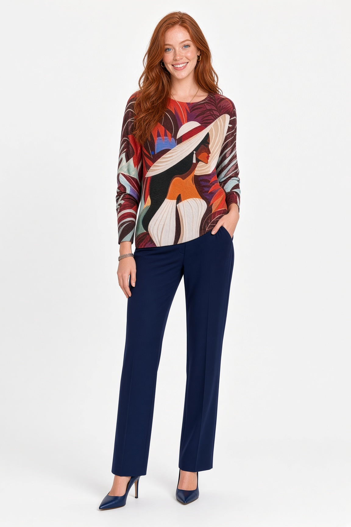 Printed Batwing Sweater
