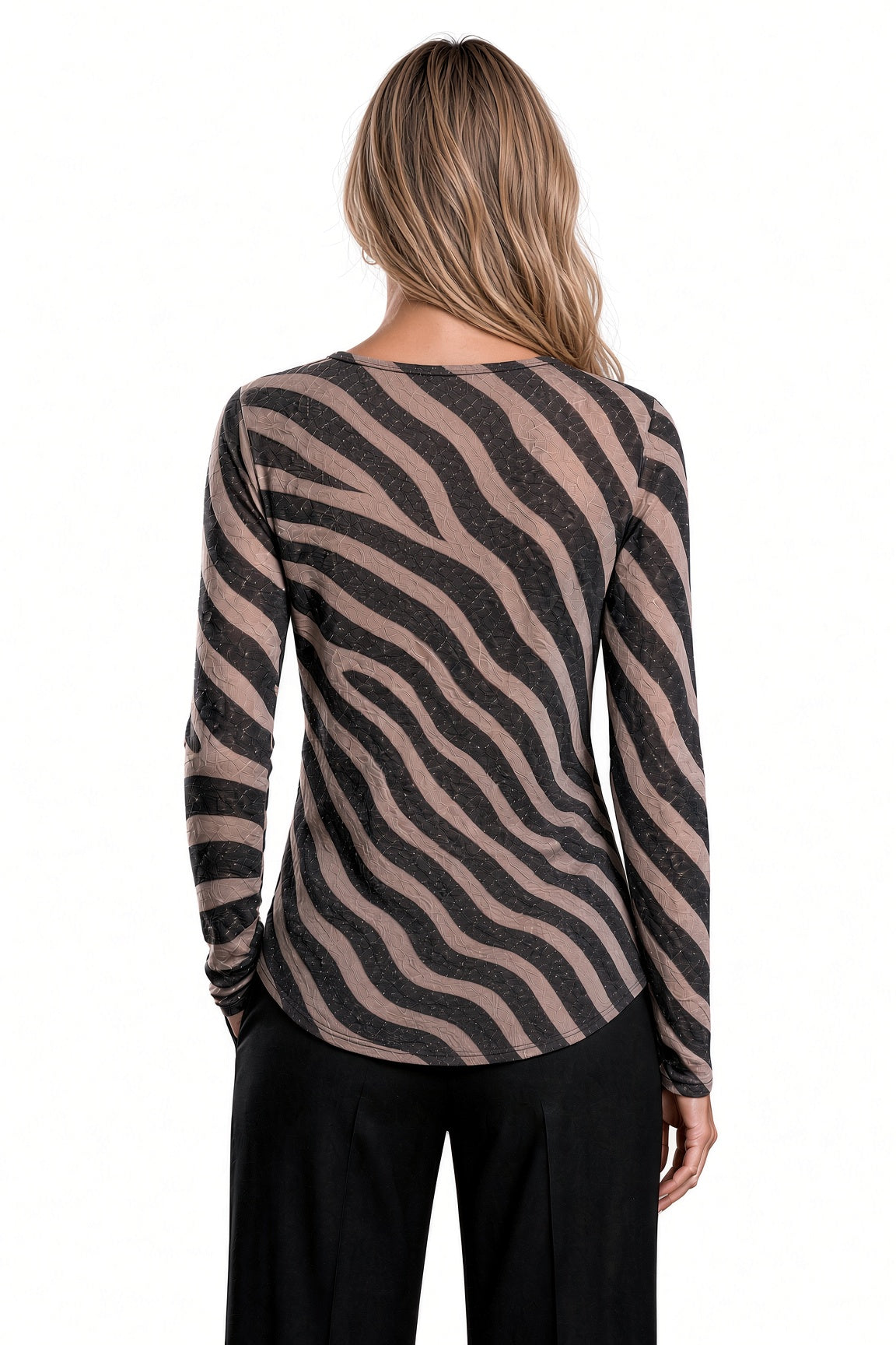 Long Sleeve Crystal Mesh Top