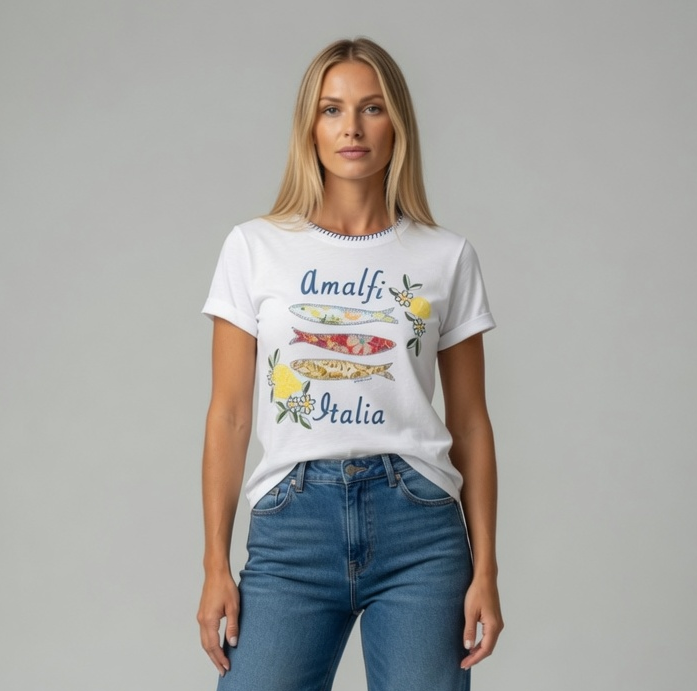 Short Sleeve Embroidered Scoop Neck Tee