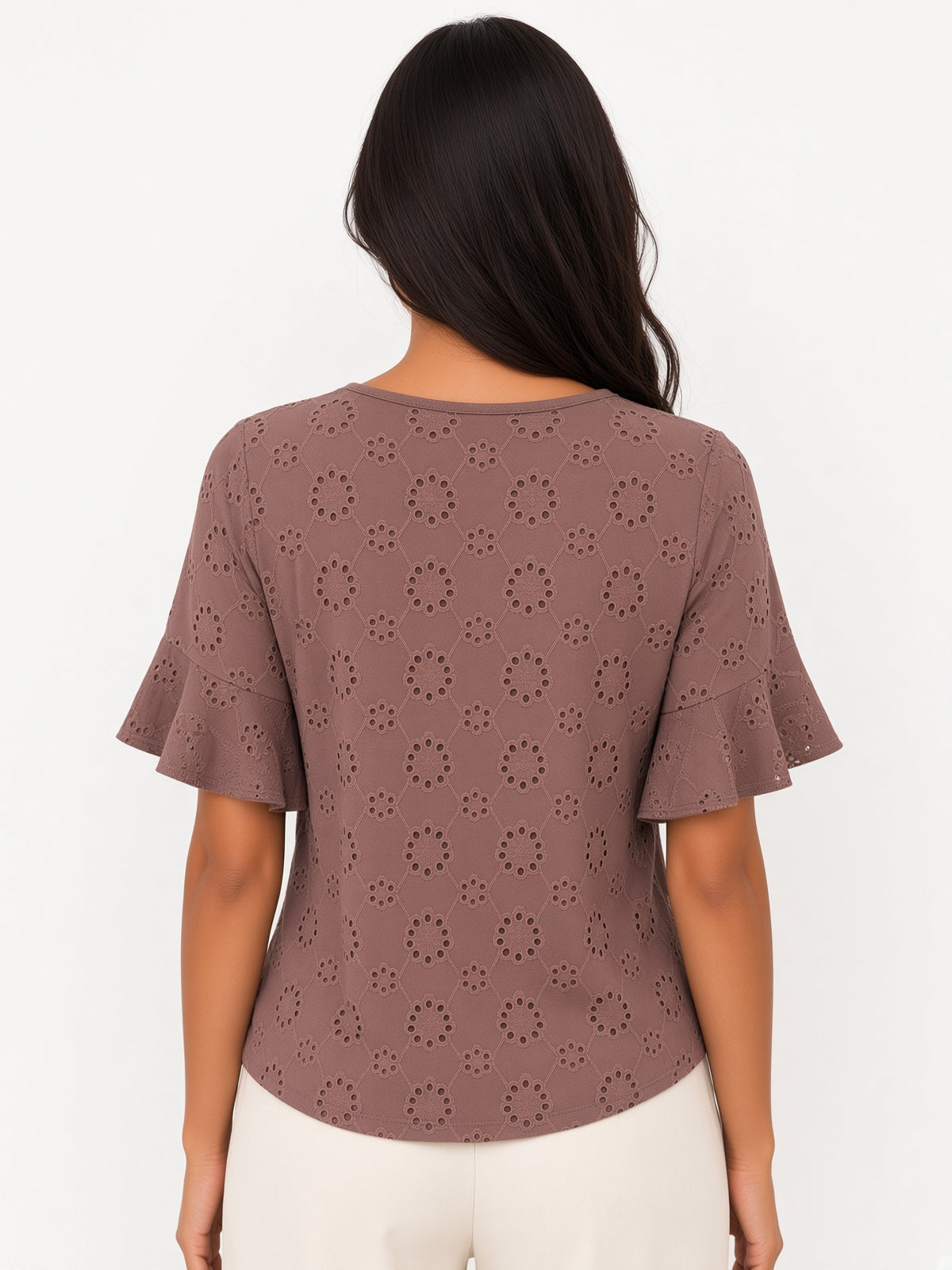 Short Sleeve Eyelet Top