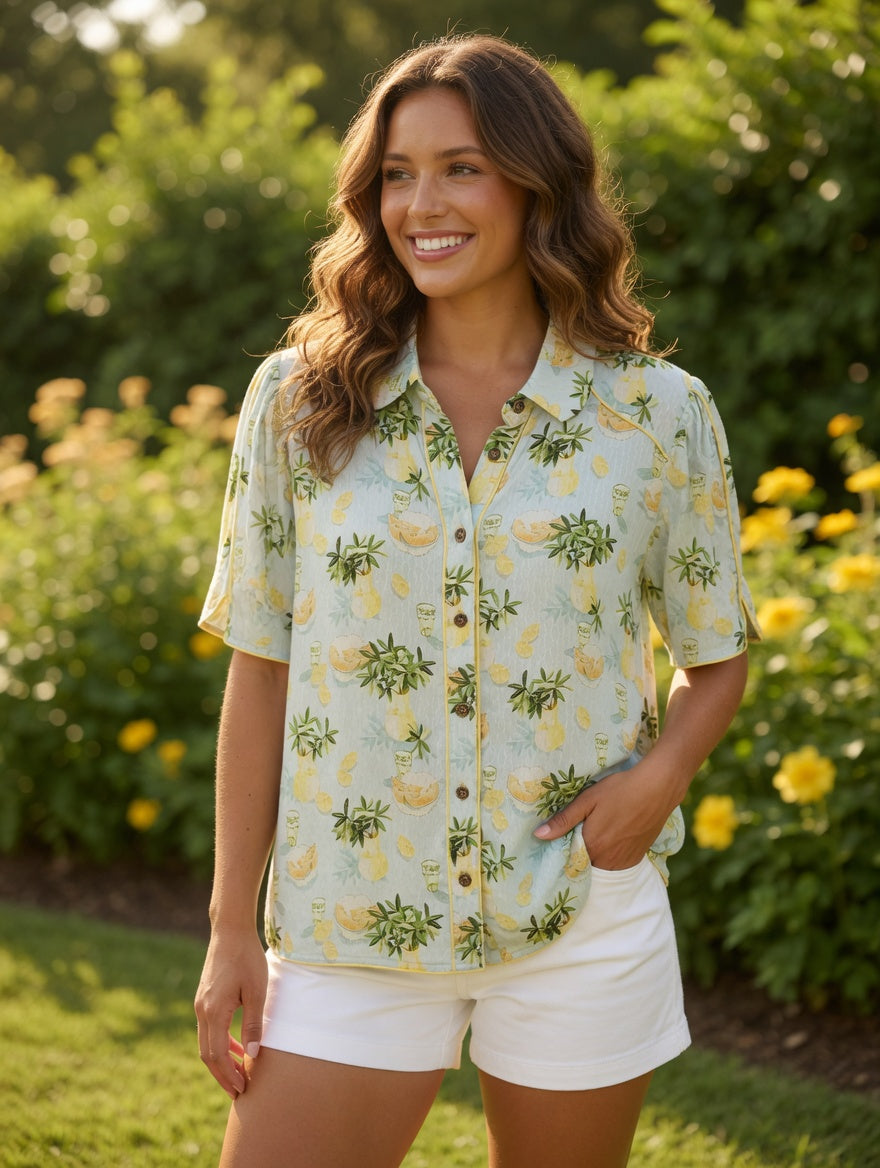 Short Sleeve Button Down Top