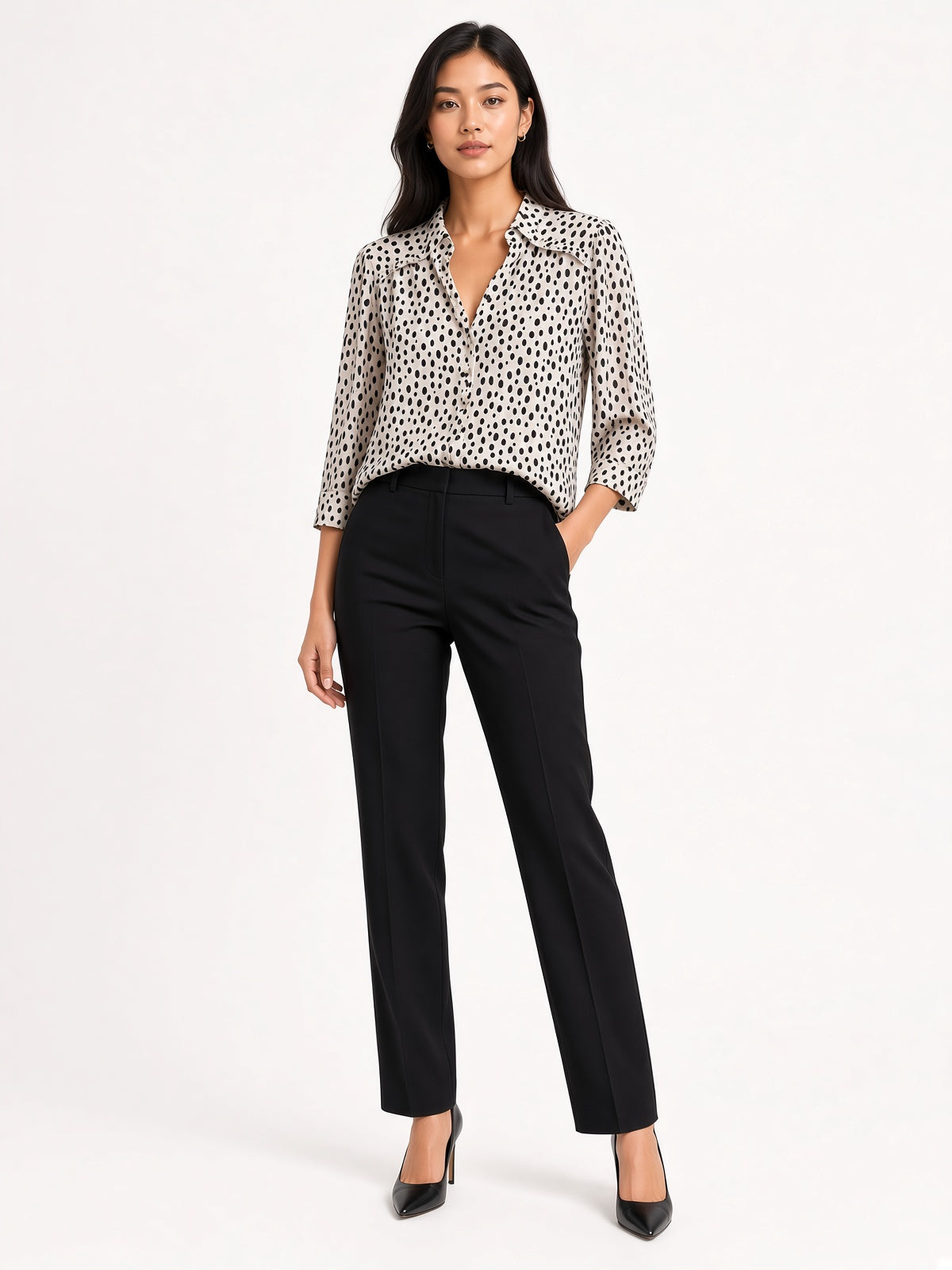 3/4 Sleeve Chiffon Print Top