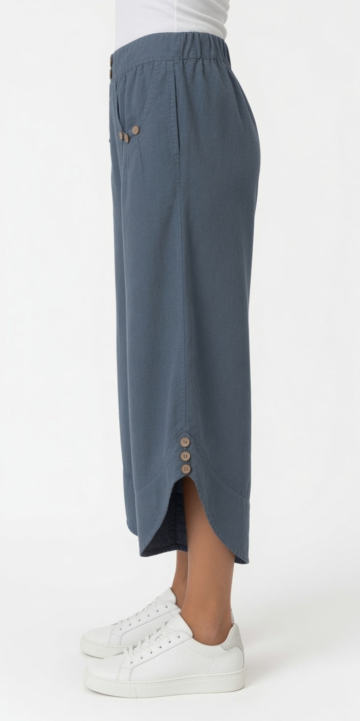 Pull On Crop Pant with Buttons