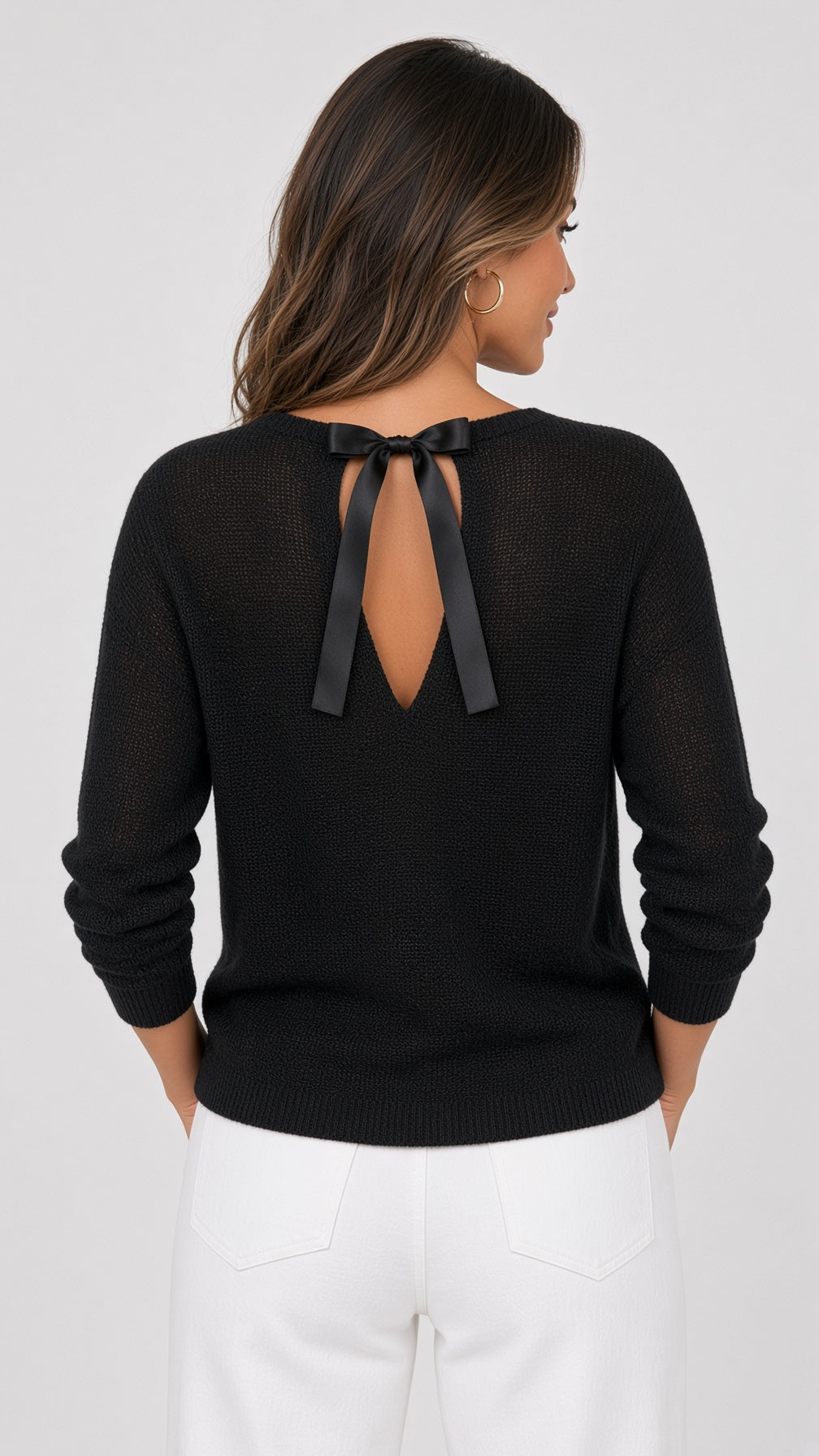3/4 Sleeve Bow Back Sweater
