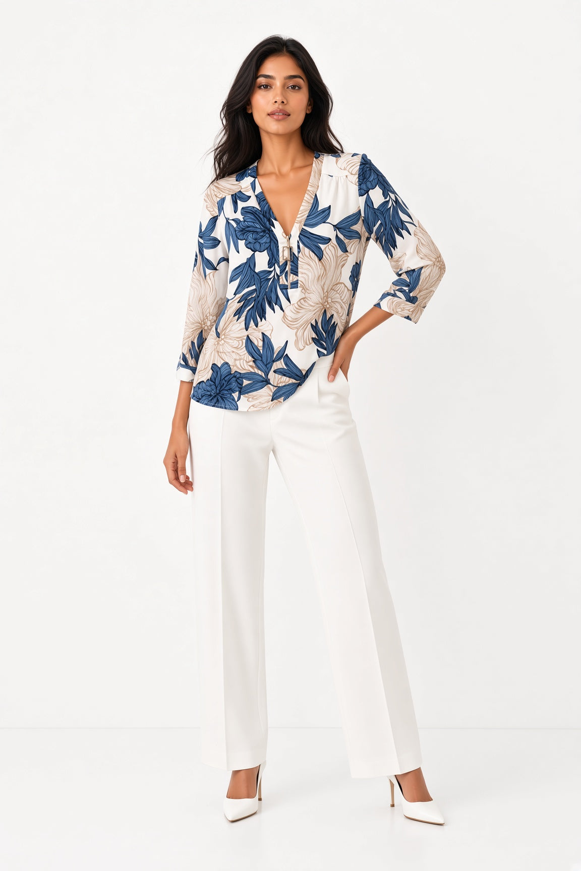 3/4 Sleeve Print Top