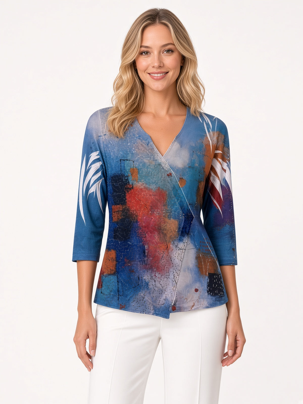 3/4 Sleeve Print Top