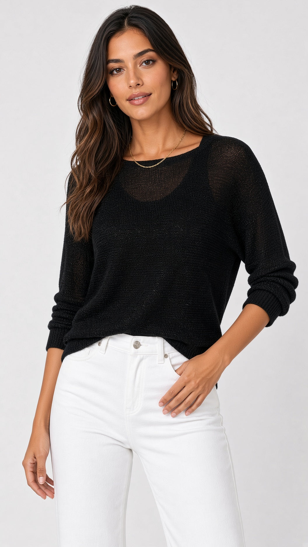 3/4 Sleeve Bow Back Sweater
