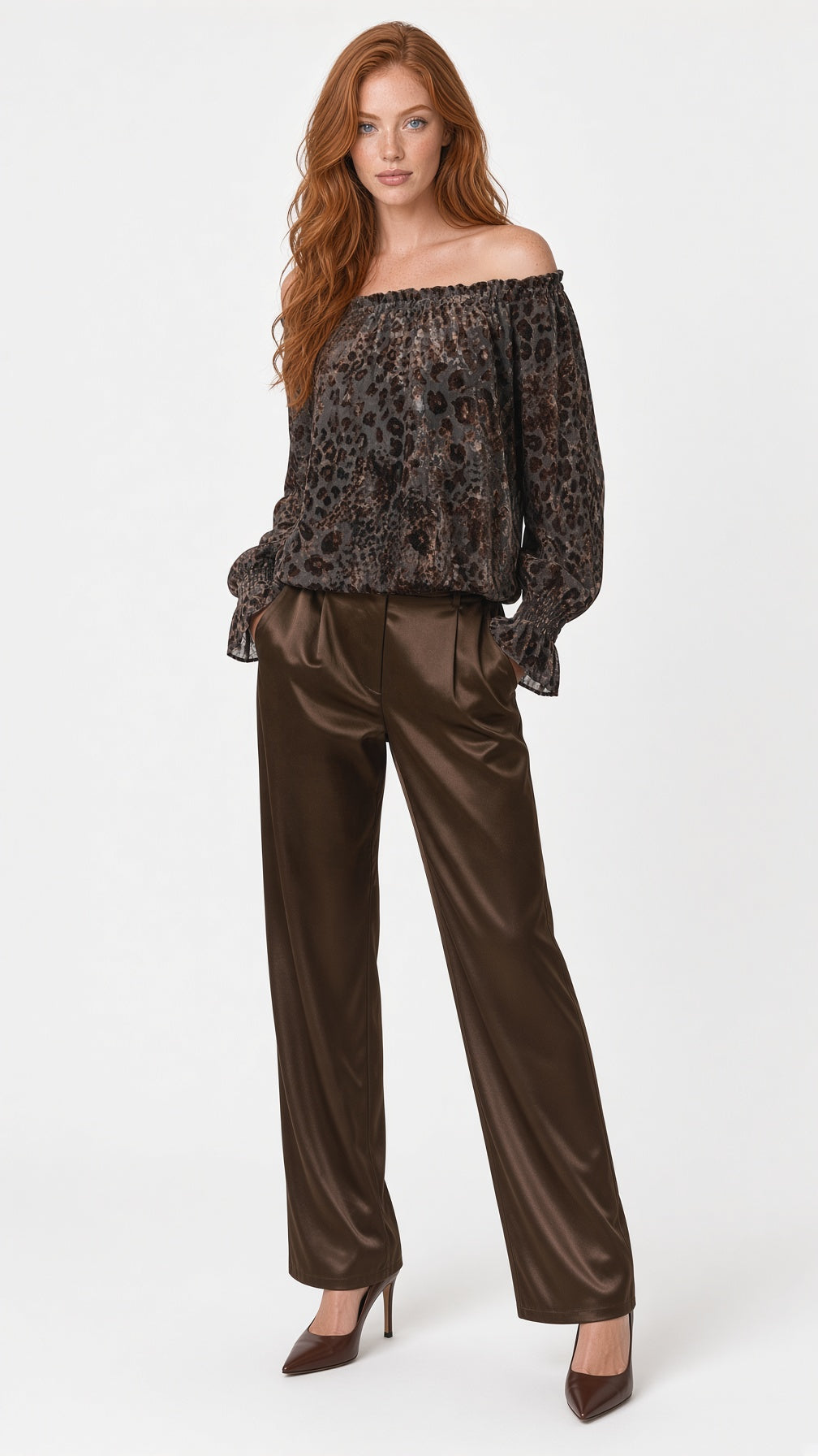 Long Sleeve off the shoulder Velvet Top