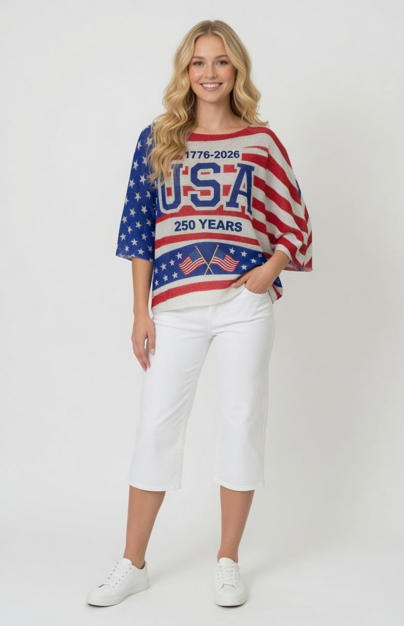 Dolman Sleeve USA Sweater