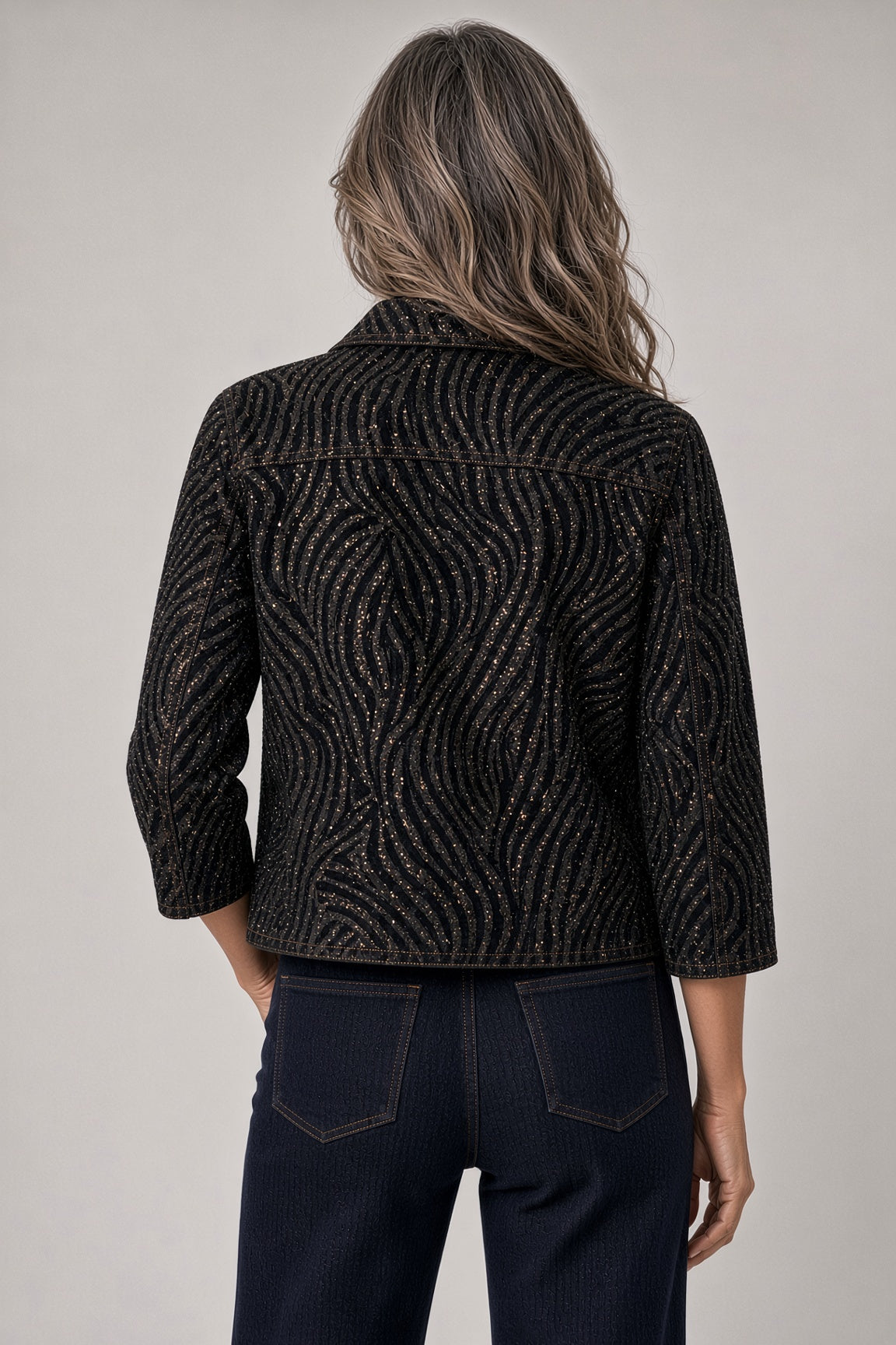 3/4 Sleeve Crystal Jacket