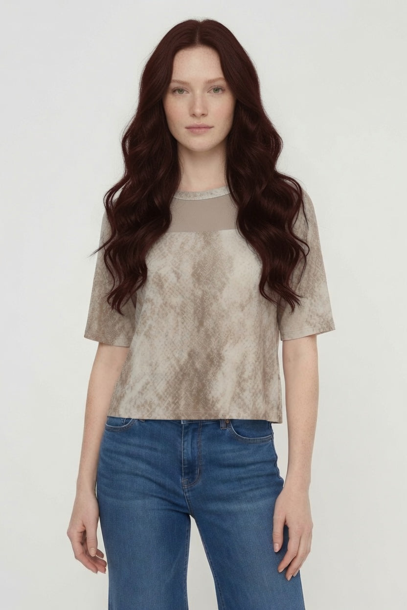 Mesh Short Sleeve Print Tee